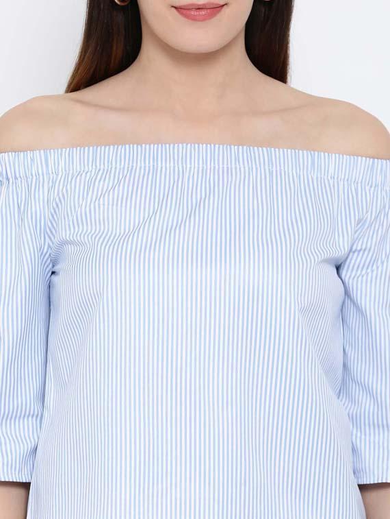 off shoulder striped top - 17620654 - Zoom Image - 5