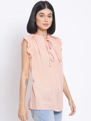 tie up neck solid top - 17620666 - Standard Image - 2