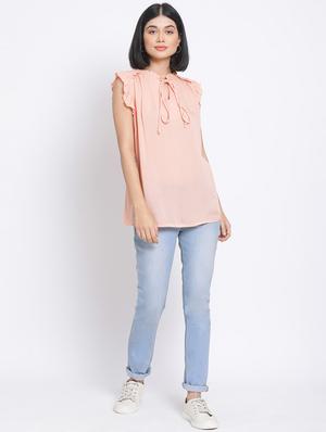 tie up neck solid top - 17620666 - Standard Image - 4