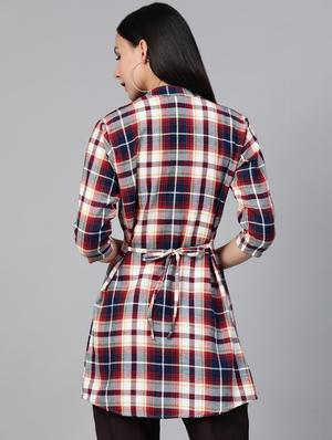 tie back checkered tunic - 17620842 - Standard Image - 3