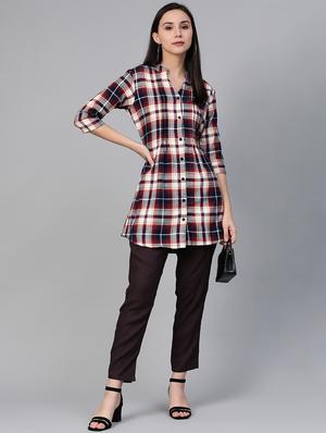 tie back checkered tunic - 17620842 - Standard Image - 4
