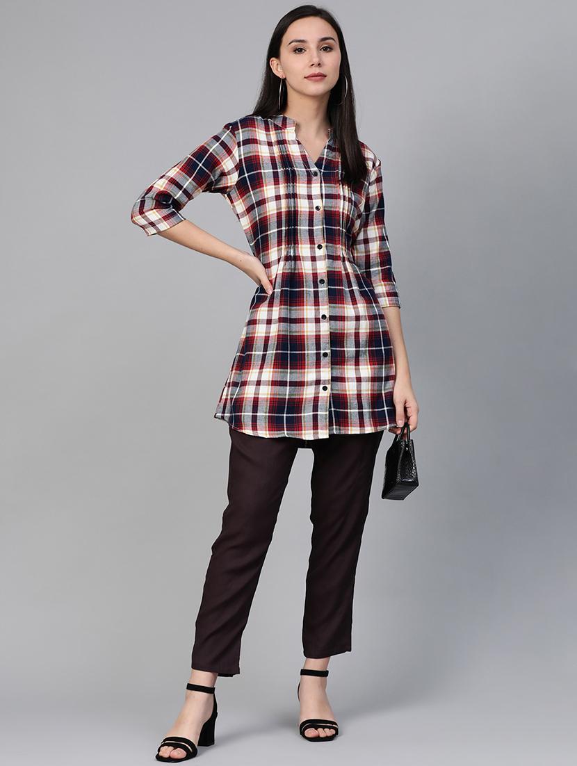 tie back checkered tunic - 17620842 - Zoom Image - 4