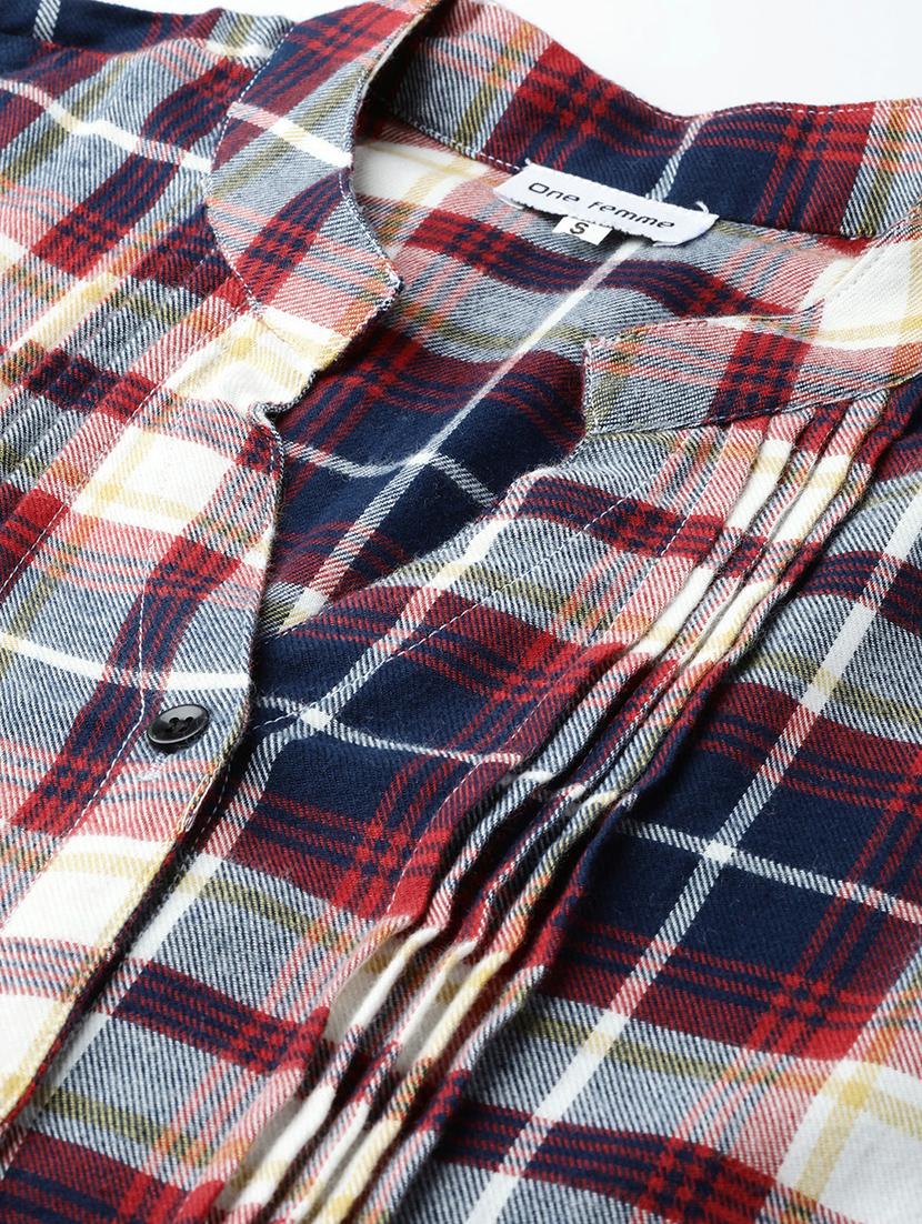 tie back checkered tunic - 17620842 - Zoom Image - 5