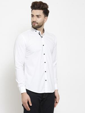 white solid casual shirt - 17620857 - Standard Image - 3