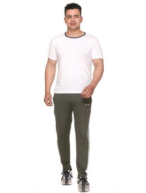grey polyester blend flat front track pant - 17620888 - Standard Image - 4