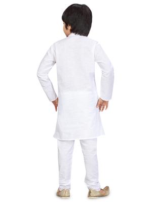white cotton blend kurta sets - 17620913 - Standard Image - 3