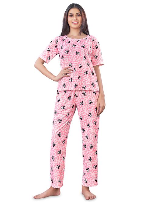 pink printed pyjama nightwear set - 17620946 - Standard Image - 1