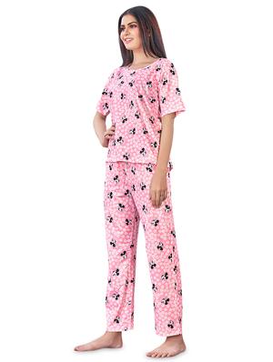 pink printed pyjama nightwear set - 17620946 - Standard Image - 2