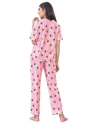 pink printed pyjama nightwear set - 17620946 - Standard Image - 3
