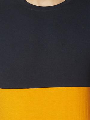 navy blue color block cut & sew t-shirt - 17620974 - Standard Image - 5