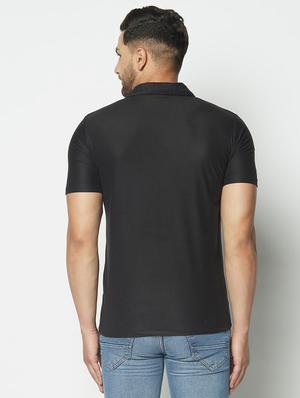 black color block polo t-shirt - 17621205 - Standard Image - 3