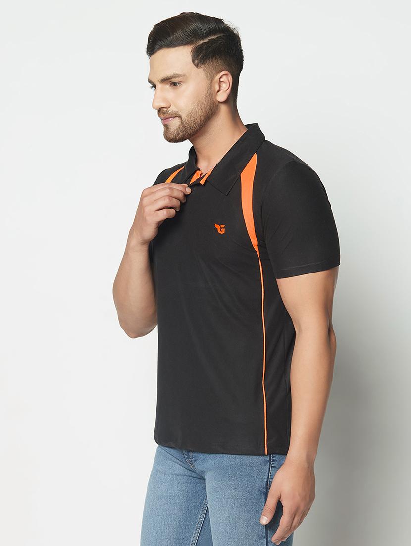 black color block polo t-shirt - 17621205 - Zoom Image - 2
