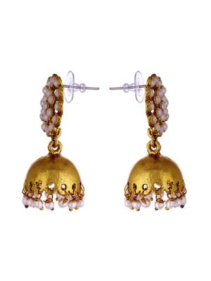 gold metal jhumka earring - 17621380 - Standard Image - 2