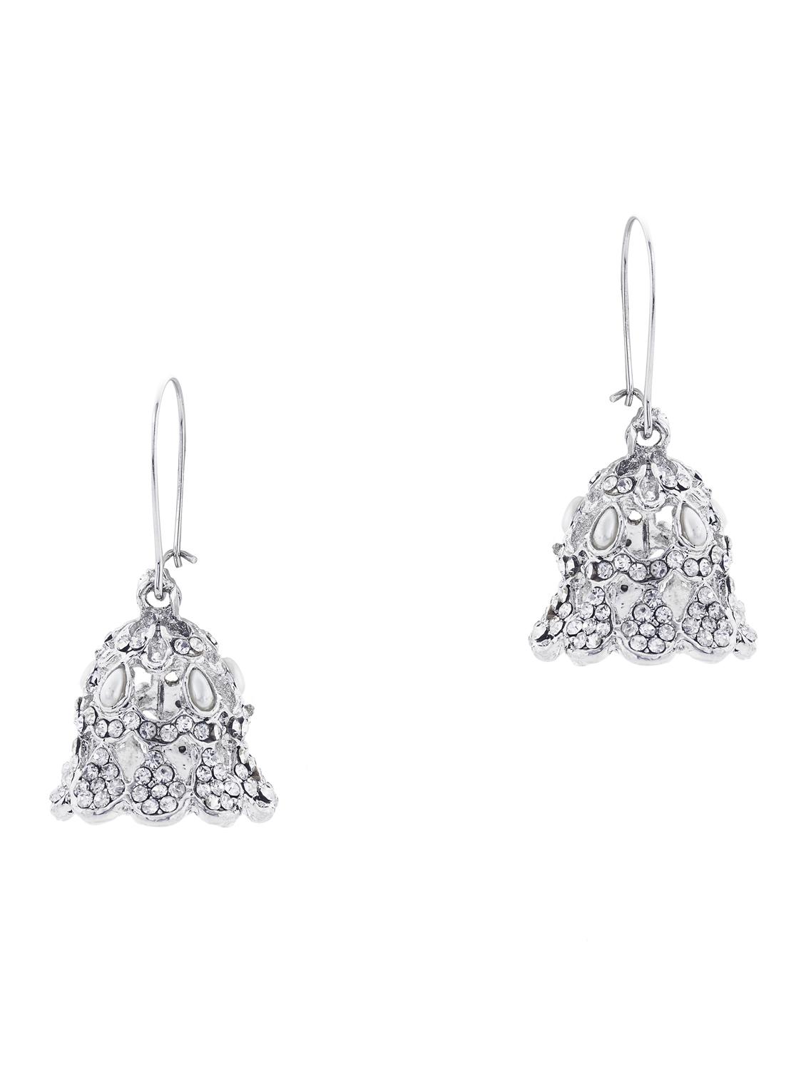 silver metal jhumka earring - 17621443 - Zoom Image - 1
