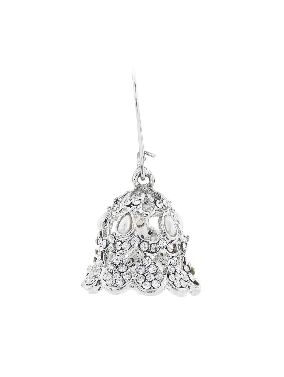 silver metal jhumka earring - 17621443 - Zoom Image - 2