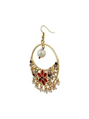 red metal chandballi earring - 17621702 - Standard Image - 2
