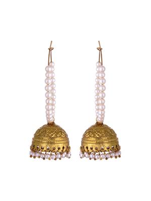 gold metal jhumka earring - 17621710 - Standard Image - 2