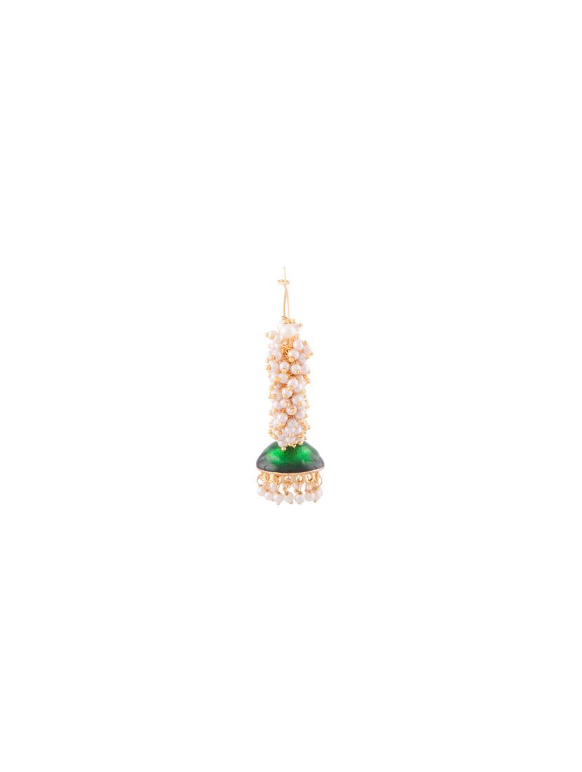 green metal jhumka earring - 17621740 - Zoom Image - 2