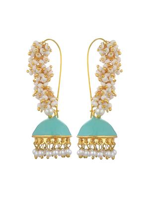 blue metal jhumka earring - 17622189 - Standard Image - 2