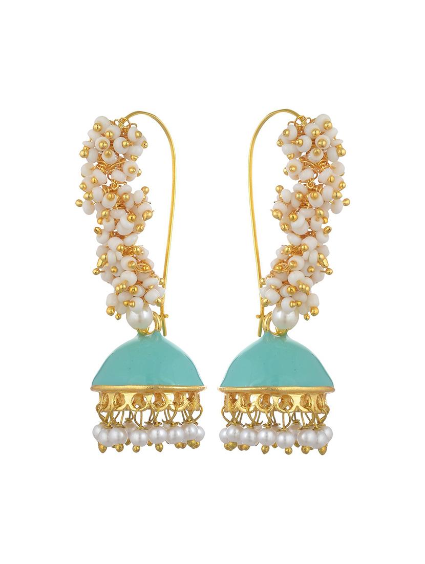 blue metal jhumka earring - 17622189 - Zoom Image - 2