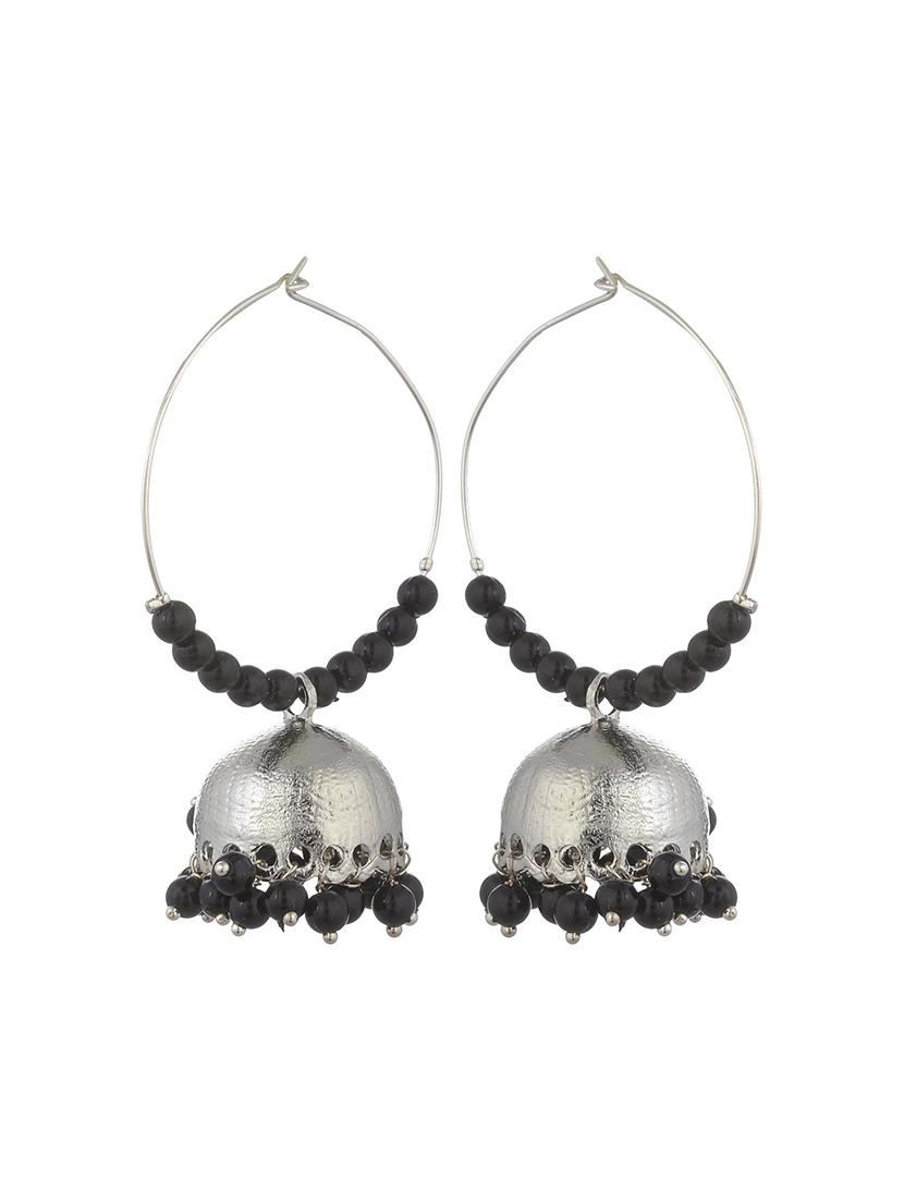 black metal jhumka earring - 17622199 - Zoom Image - 2