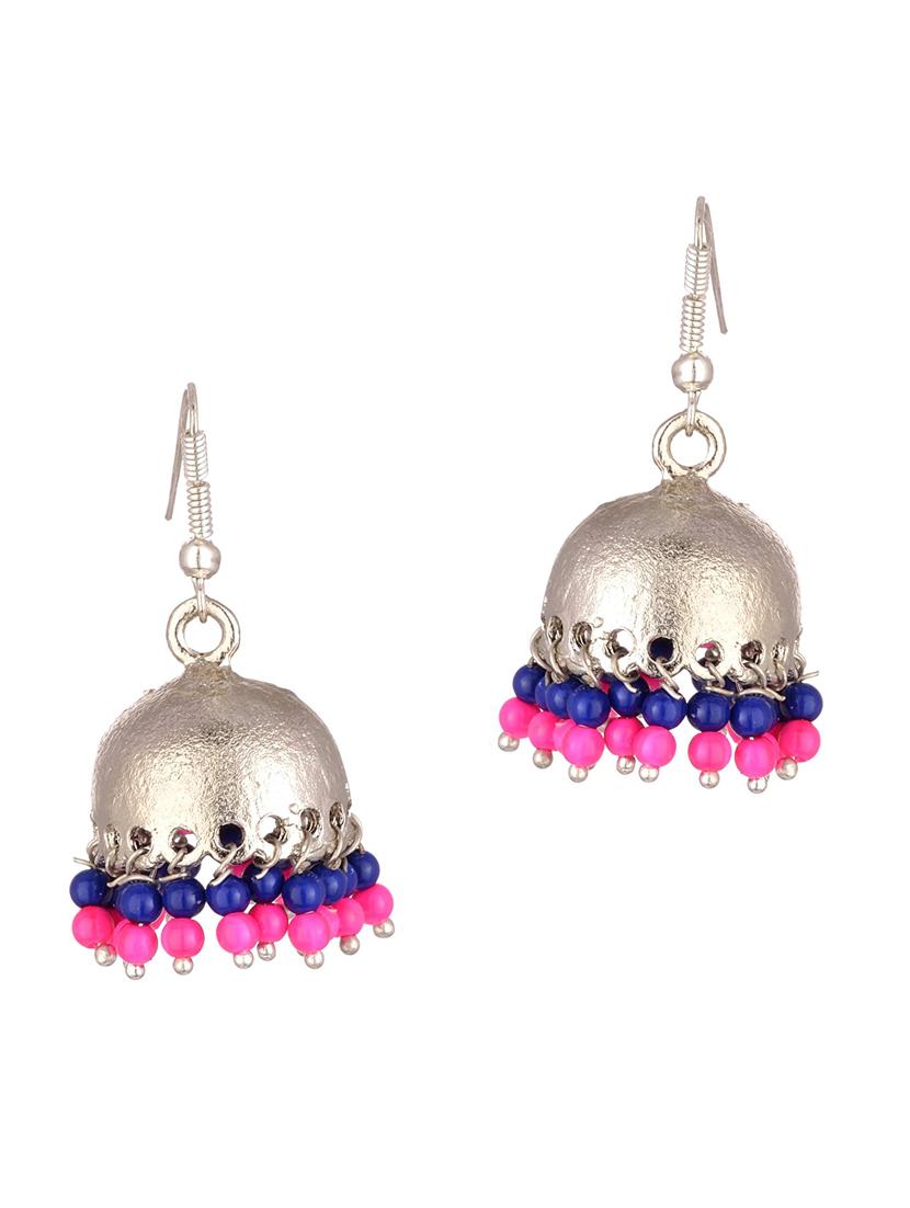 multi colored metal jhumka earring - 17622225 - Zoom Image - 1