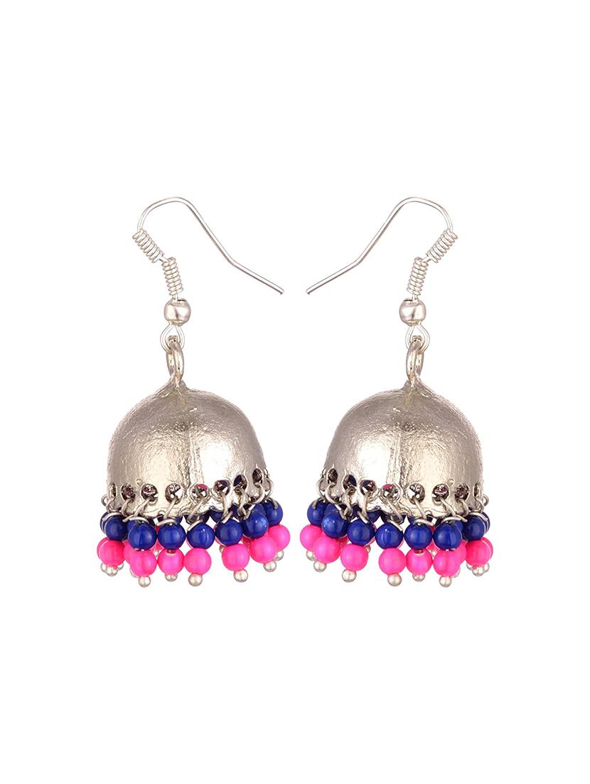 multi colored metal jhumka earring - 17622225 - Zoom Image - 2