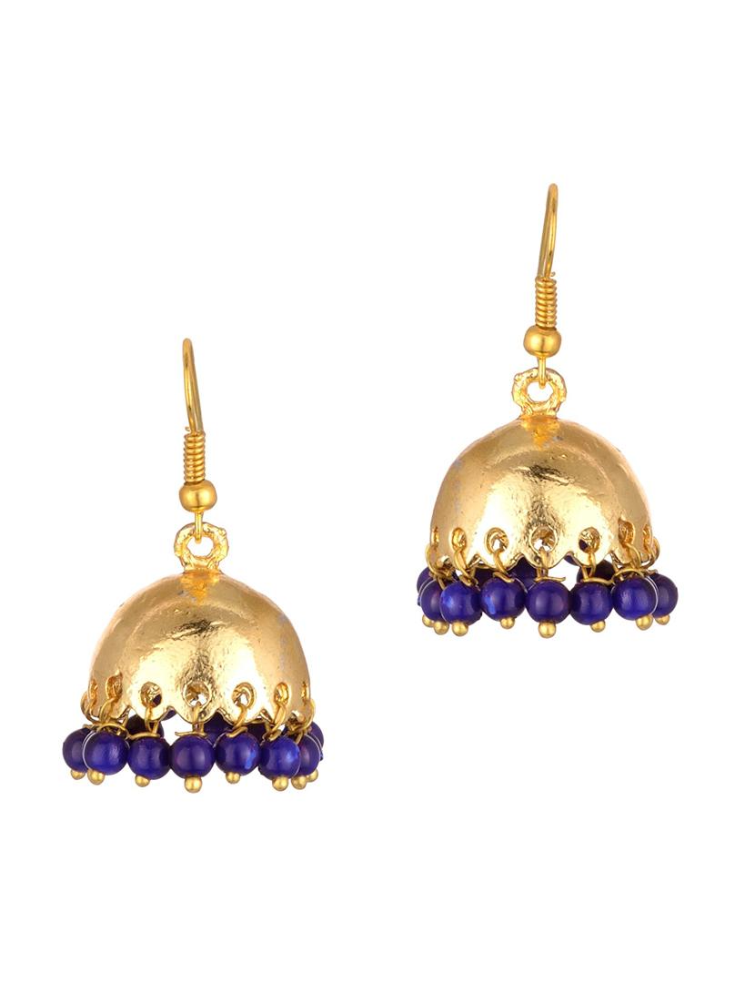blue metal jhumka earring - 17622233 - Zoom Image - 1
