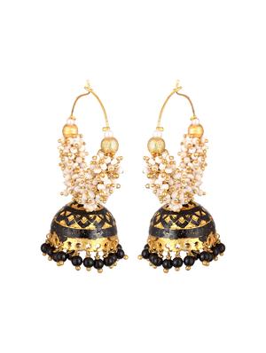 black metal jhumka earring - 17622261 - Standard Image - 2