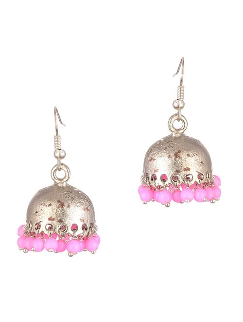 pink metal jhumka earring - 17622266 - Standard Image - 1