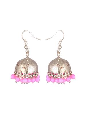 pink metal jhumka earring - 17622266 - Standard Image - 2