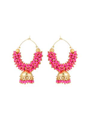 pink metal jhumka earring - 17622283 - Standard Image - 2