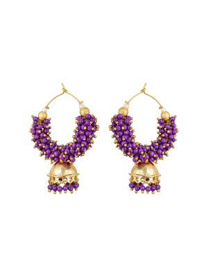 purple metal jhumka earring - 17622287 - Standard Image - 2
