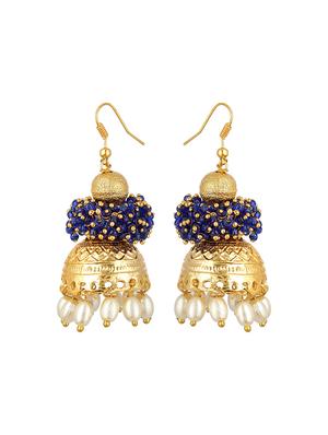 blue metal jhumka earring - 17622295 - Standard Image - 2