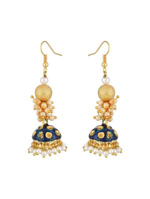 blue metal jhumka earring - 17622317 - Standard Image - 2