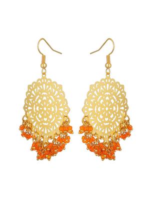 orange metal drop earring - 17622335 - Standard Image - 2