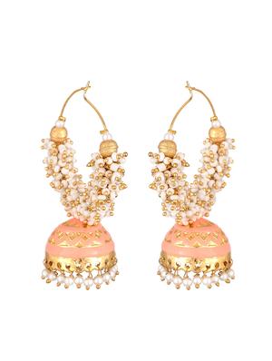 beige metal jhumka earring - 17622399 - Standard Image - 2