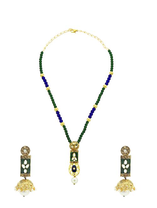 green metal necklaces and earring - 17622455 - Standard Image - 1
