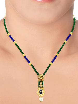 green metal necklaces and earring - 17622455 - Standard Image - 4