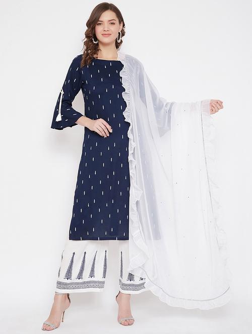 offwhite poly georgette plain dupatta - 17622581 - Standard Image - 1