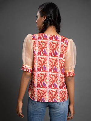 puff sleeves printed top - 17622683 - Standard Image - 3