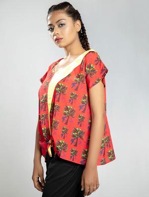 tie front printed top - 17622693 - Standard Image - 2