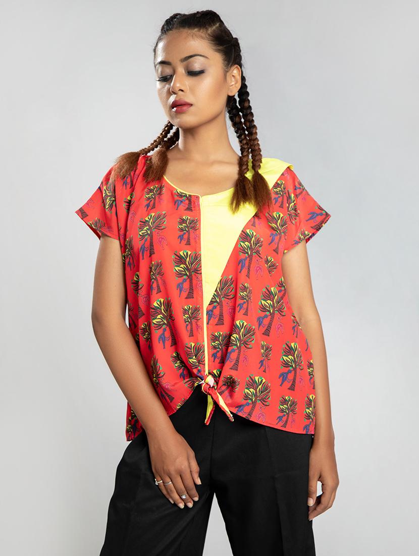tie front printed top - 17622693 - Zoom Image - 1