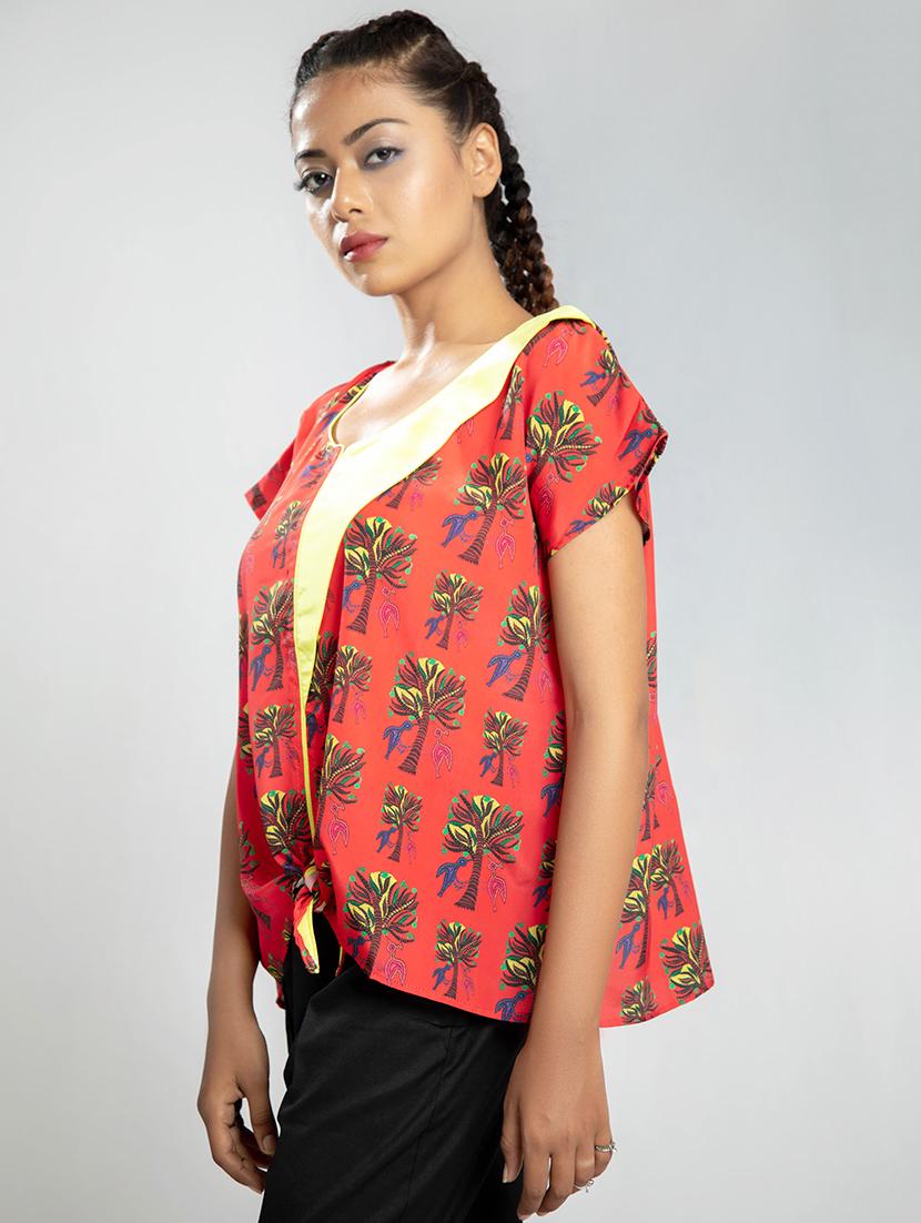 tie front printed top - 17622693 - Zoom Image - 2