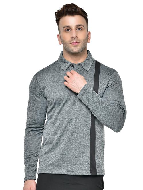 grey printed polo t-shirt - 17623096 - Standard Image - 1