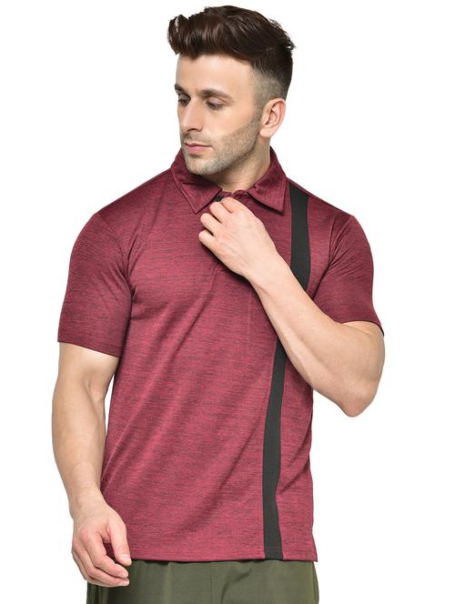maroon printed polo t-shirt - 17623114 - Standard Image - 1
