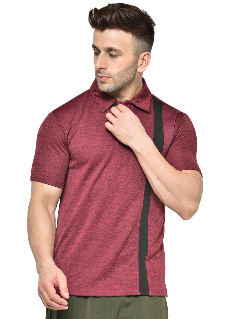 maroon printed polo t-shirt - 17623114 - Zoom Image - 1