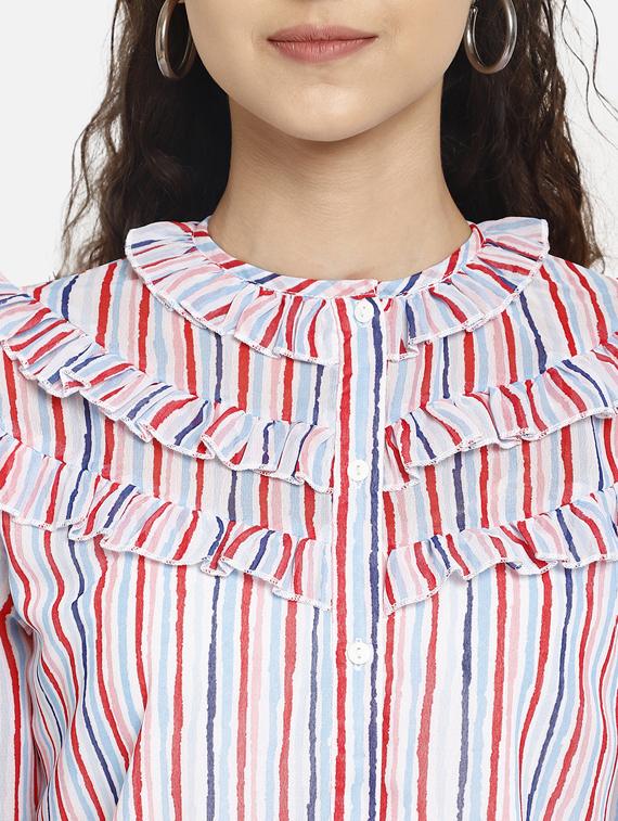 ruffle detail striped top - 17623127 - Zoom Image - 5