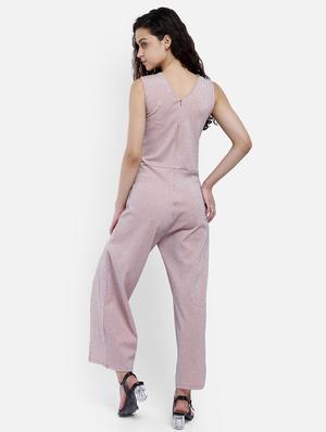 pink polyester full leg jumpsuit - 17623140 - Standard Image - 3