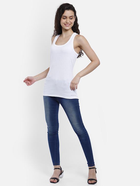 white cotton blend tank top - 17623172 - Zoom Image - 4